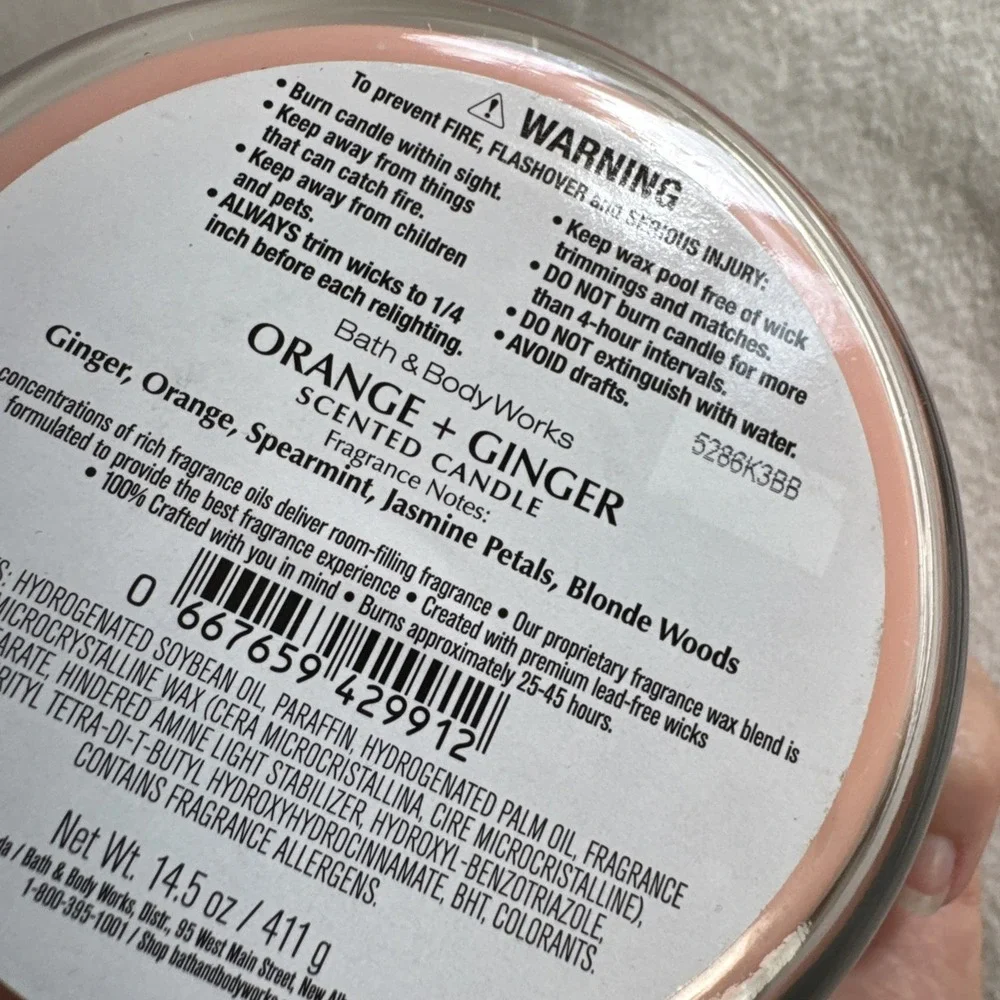 Bath & Body Works Orange + Ginger 3 Wick Candle 14.5 OZ *New Hard To Find